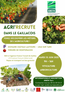 Affiche AGRiRECRUTE Gaillac - Salariés agricoles du Tarn