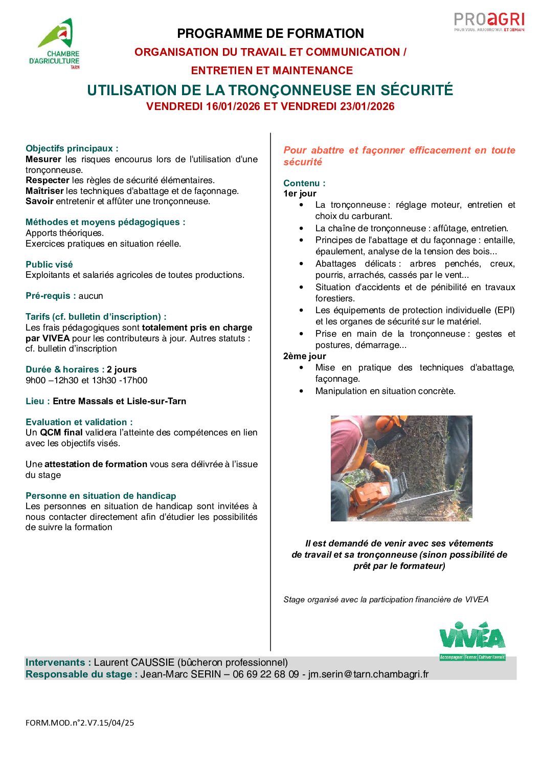 Programme BI Tronconneuse Janv 2026 pdf - Salariés agricoles du Tarn