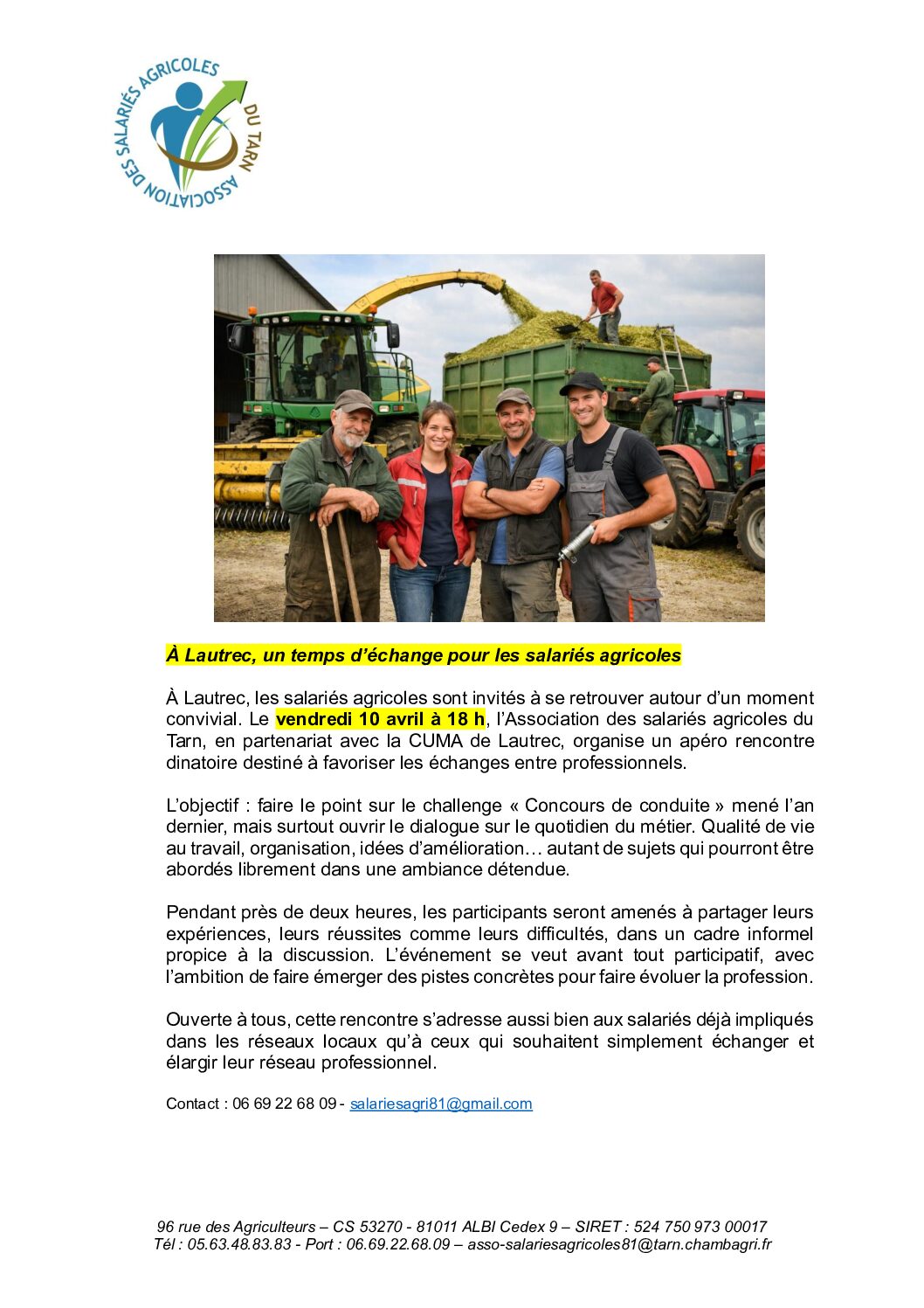 AperoRencontreSalariesAgri pdf - Salariés agricoles du Tarn Agri@péro