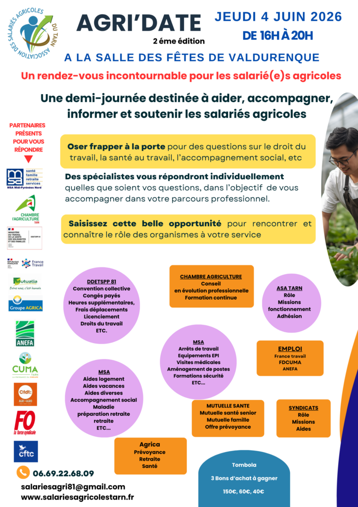 Flyer Agri Date 2026 - Salariés agricoles du Tarn