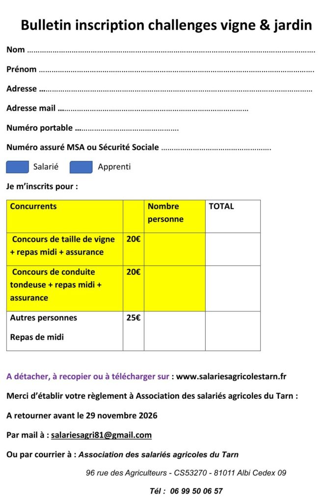 bulletin inscription pdf 1 - Salariés agricoles du Tarn